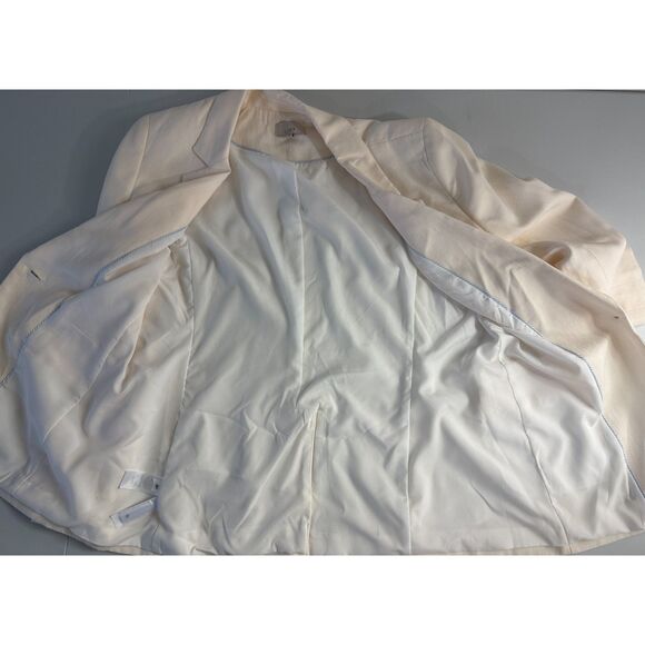 LOFT Women's Fluid Modern Blazer Ivory Cream Lyocell Polyester Linen Size 8 - Picture 3 of 11